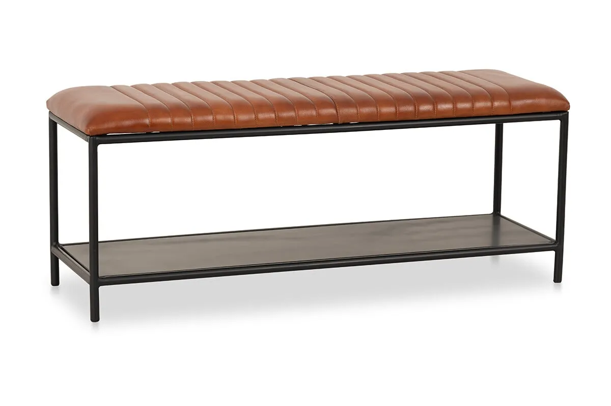 IRON & LEATHER BENCH - Alice Lane Home Collection