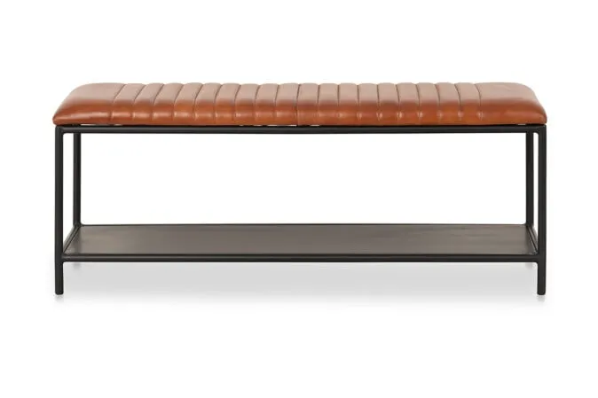 IRON & LEATHER BENCH - Alice Lane Home Collection